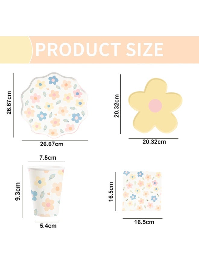 Home Smart Flower Series Dessert Plates (8" & 10.5"), Cups (9oz, 8 Pcs), Napkins (6.5" x 6.5", 16 Pcs) - Elegant Flower Series Set for Parties, Gatherings, Birthday and Special Occasions - Image 2
